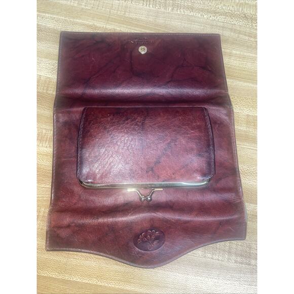 Buxton Wallet Checkbook Cover/Card Holder Red Brown Leather Kiss Lock Coin - Picture 7 of 10